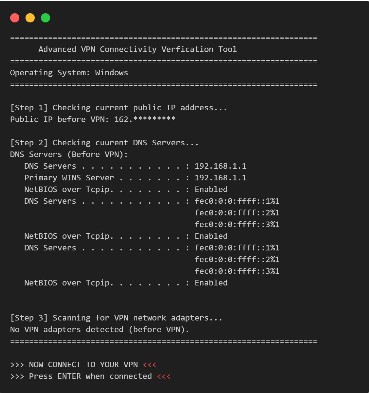 VPN Connectivity verification in C Project Tutorial